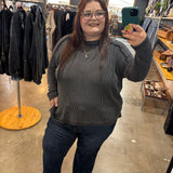 Out and About Ribbed Long Sleeve - Charcoal