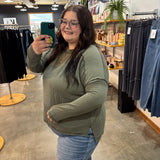 Out and About Ribbed Long Sleeve - Olive