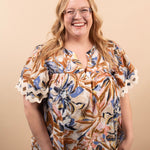 Painted Petals floral blouse women's boutique top sizes S-3XL