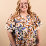 Painted Petals floral blouse women's boutique top sizes S-3XL