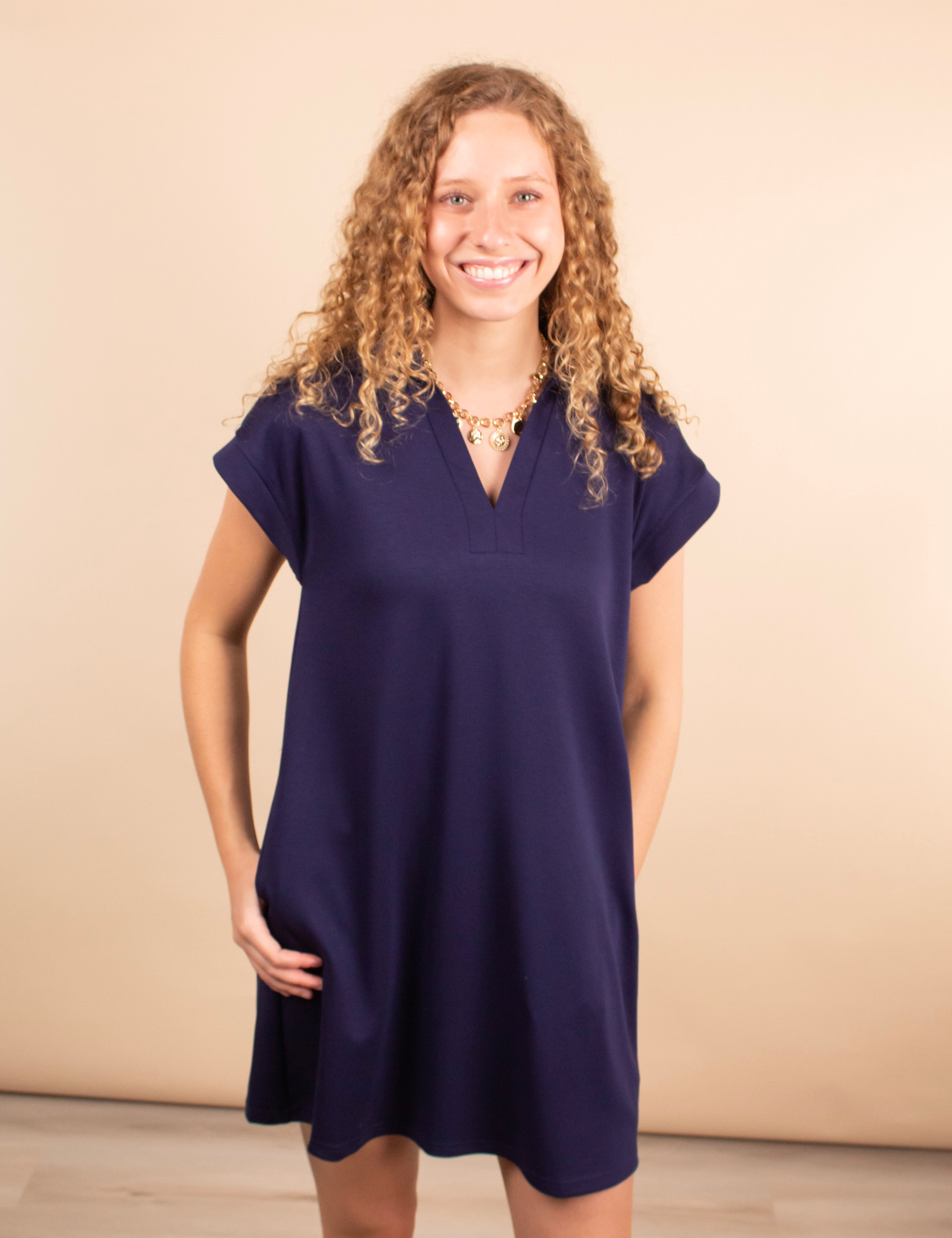 Power Play Navy Collared Dress K & Company Power Play Navy Collared Dress K & Company