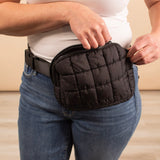 Quinn Quilted Belt Bag in Black