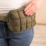 Quinn Quilted Belt Bag in Olive