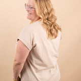 Reese Folded Short Sleeve Tee in Beige