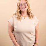 Reese Folded Short Sleeve Tee in Beige