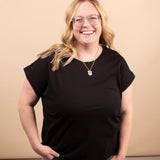 Reese Folded Short Sleeve Tee in Black