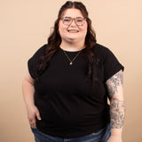 Reese Folded Short Sleeve Tee in Black