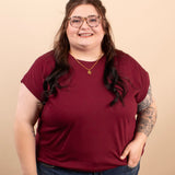 Reese Folded Short Sleeve Tee in Cabernet