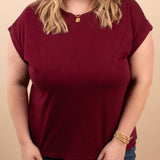 Reese Folded Short Sleeve Tee in Cabernet