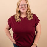 Reese Folded Short Sleeve Tee in Cabernet