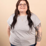 Reese Folded Short Sleeve Tee in Heather Grey - K & Company