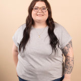 Reese Folded Short Sleeve Tee in Heather Grey - K & Company