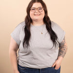 Reese Folded Short Sleeve Tee in Heather Grey - K & Company