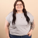 Reese Folded Short Sleeve Tee in Heather Grey - K & Company
