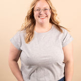 Reese Folded Short Sleeve Tee in Heather Grey - K & Company