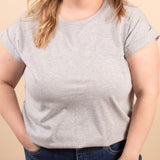 Reese Folded Short Sleeve Tee in Heather Grey - K & Company