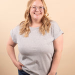 Reese Folded Short Sleeve Tee in Heather Grey - K & Company