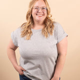 Reese Folded Short Sleeve Tee in Heather Grey - K & Company