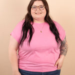 Reese Folded Short Sleeve Tee in Heather Pink - K & Company