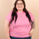 Reese Folded Short Sleeve Tee in Heather Pink - K & Company