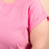 Reese Folded Short Sleeve Tee in Heather Pink - K & Company
