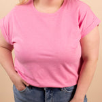 Reese Folded Short Sleeve Tee in Heather Pink - K & Company