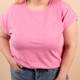 Reese Folded Short Sleeve Tee in Heather Pink - K & Company