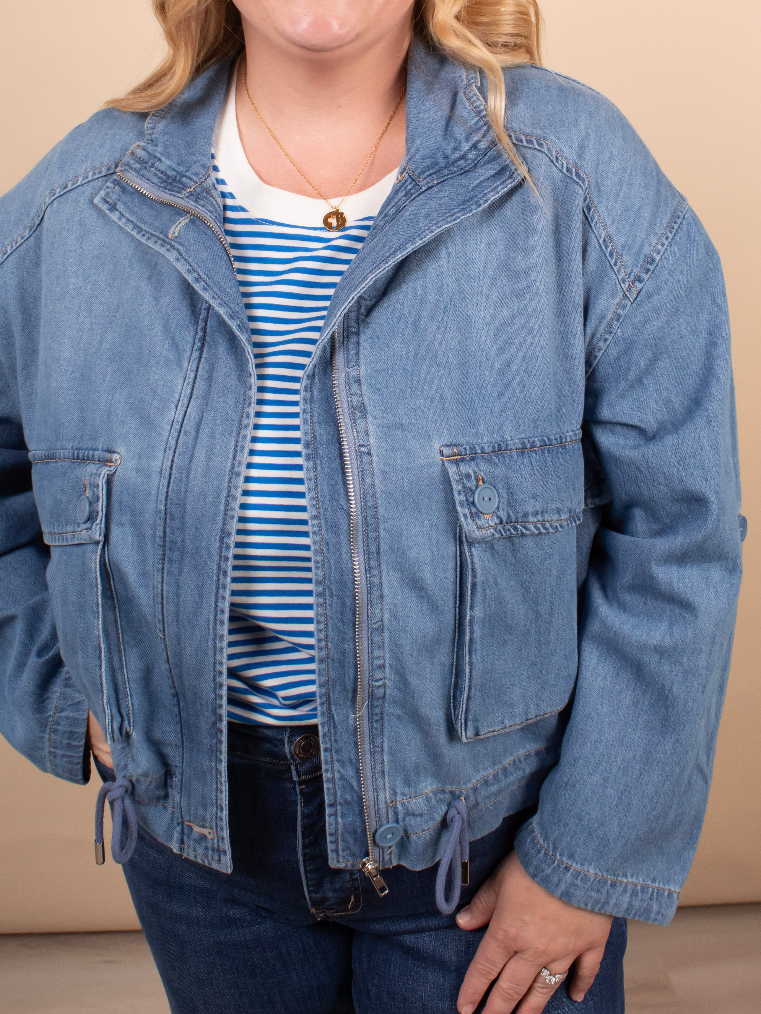 Risen Off-Duty Cargo Denim Jacket - K & Company