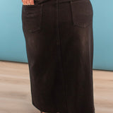 Ruby Black Maxi Denim Skirt