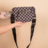 Running Errands Bum Bag in Black Checker