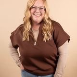 Ruthie Scuba Half Zip Vest in Cocoa