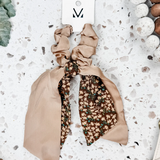 Annabelle Ribbon Scrunchie - Mocha Floral