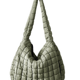 Quilted Carryall Crossbody Bag in Sage Grey