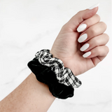 Plaid Duo Scrunchies in Black - K & Company
