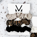 Satin Neutral Trio Scrunchies in Tan/Brown/Black - K & Company