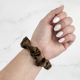Satin Neutral Trio Scrunchies in Tan/Brown/Black - K & Company