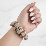 Satin Neutral Trio Scrunchies in Tan/Brown/Black - K & Company