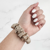 Satin Neutral Trio Scrunchies in Tan/Brown/Black - K & Company