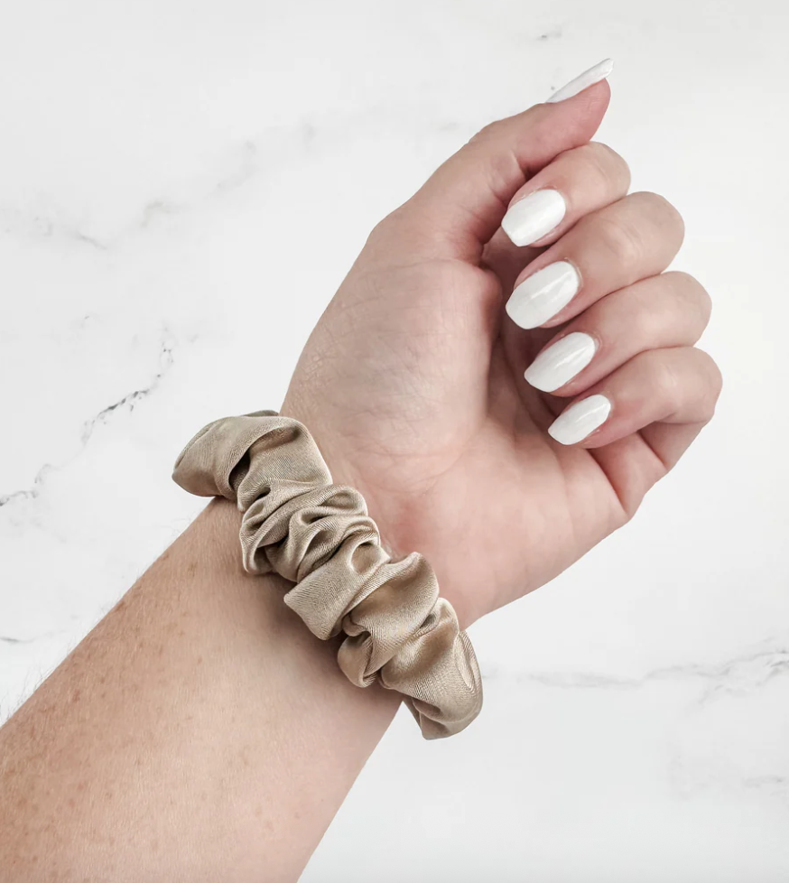 Satin Neutral Trio Scrunchies in Tan/Brown/Black - K & Company