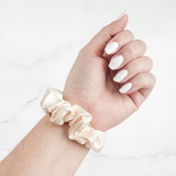 Satin Neutral Trio Scrunchies in Cream/Brown/Black - K & Company