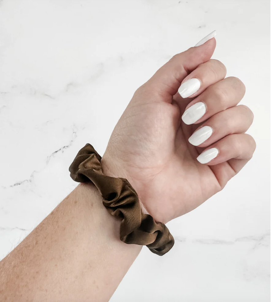 Satin Neutral Trio Scrunchies in Cream/Brown/Black - K & Company