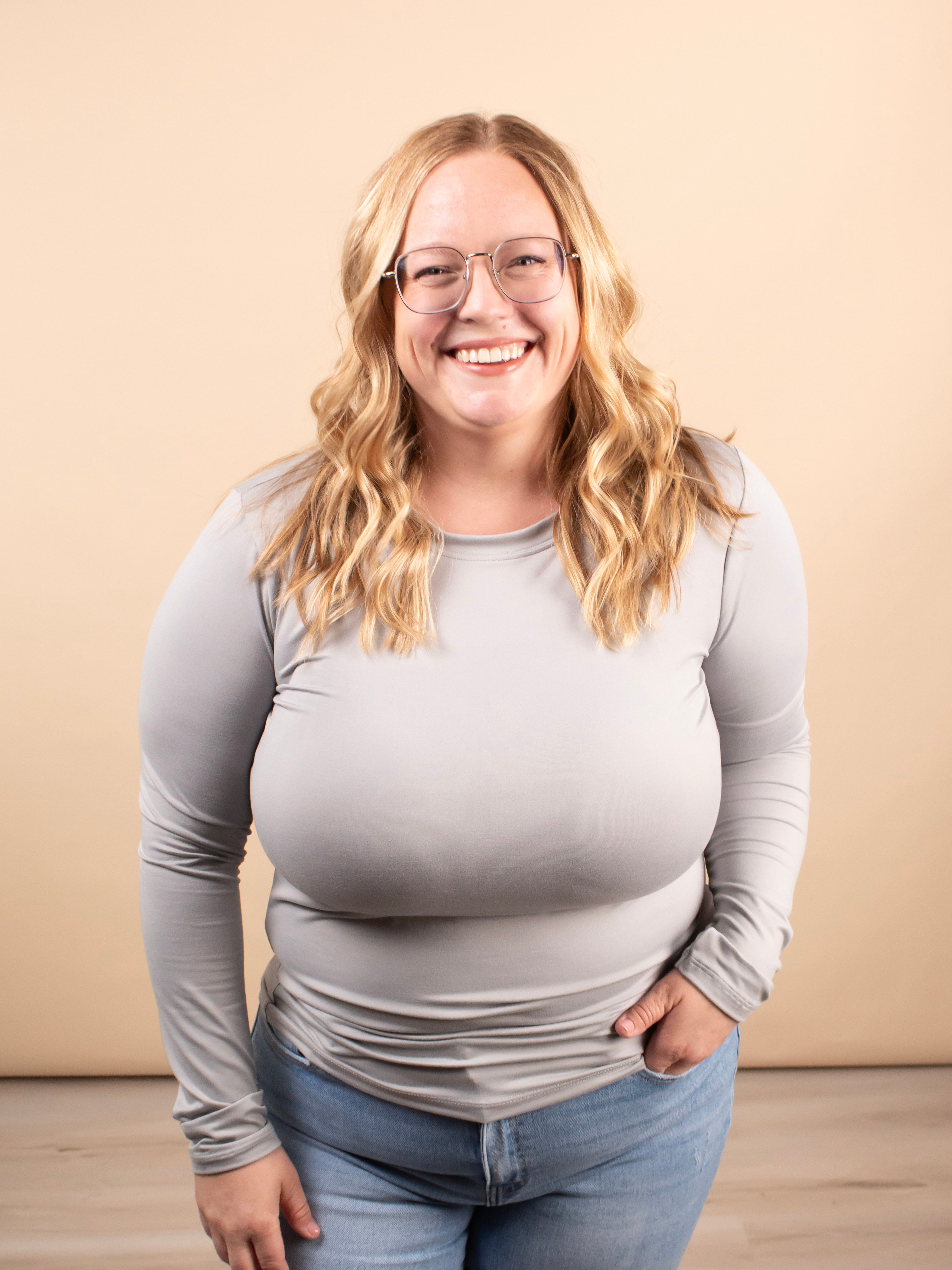 Second Skin Soft Long Sleeve Top in Grey - K & Company