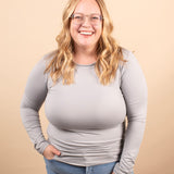 Second Skin Soft Long Sleeve Top in Grey - K & Company