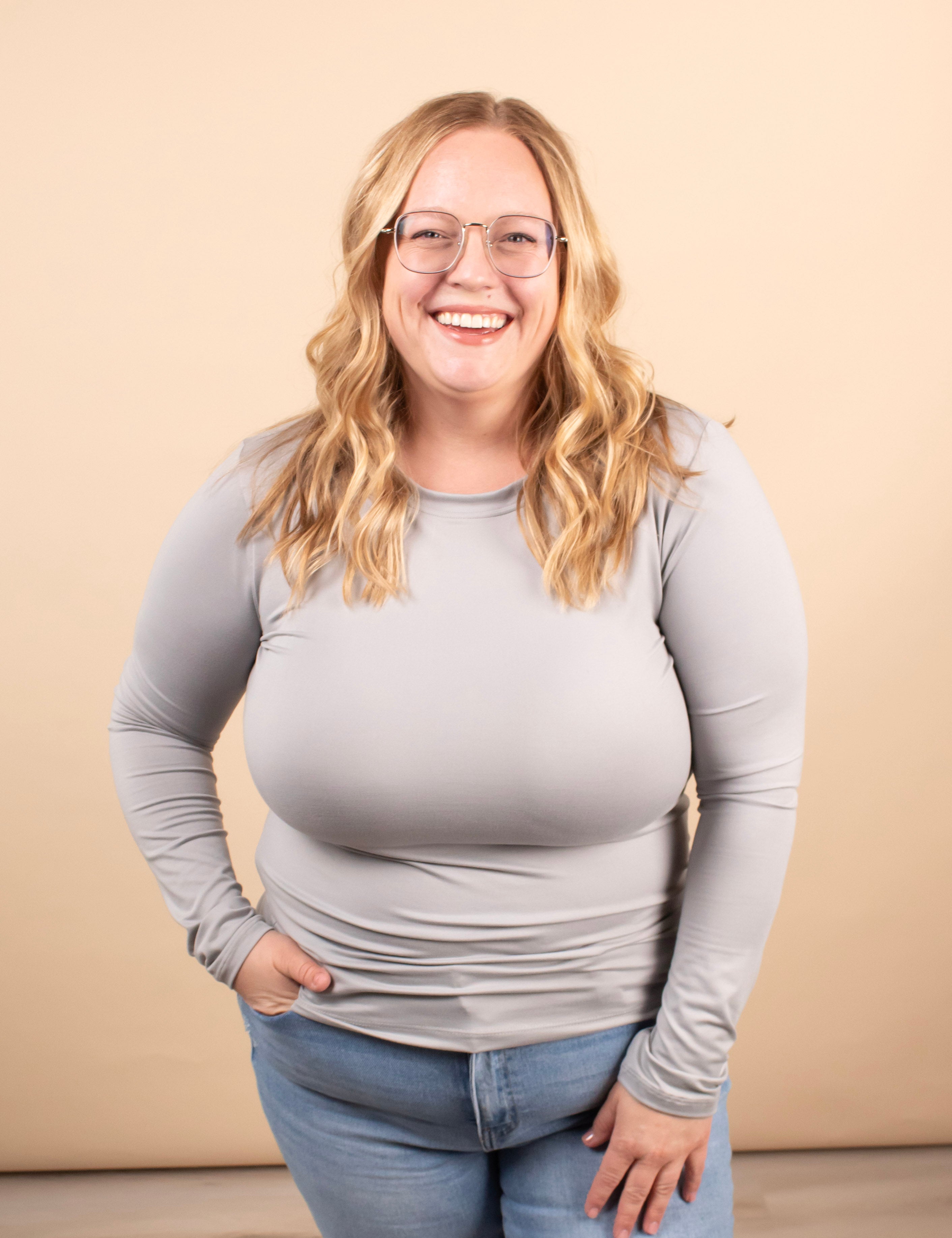 Second Skin Soft Long Sleeve Top in Grey - K & Company