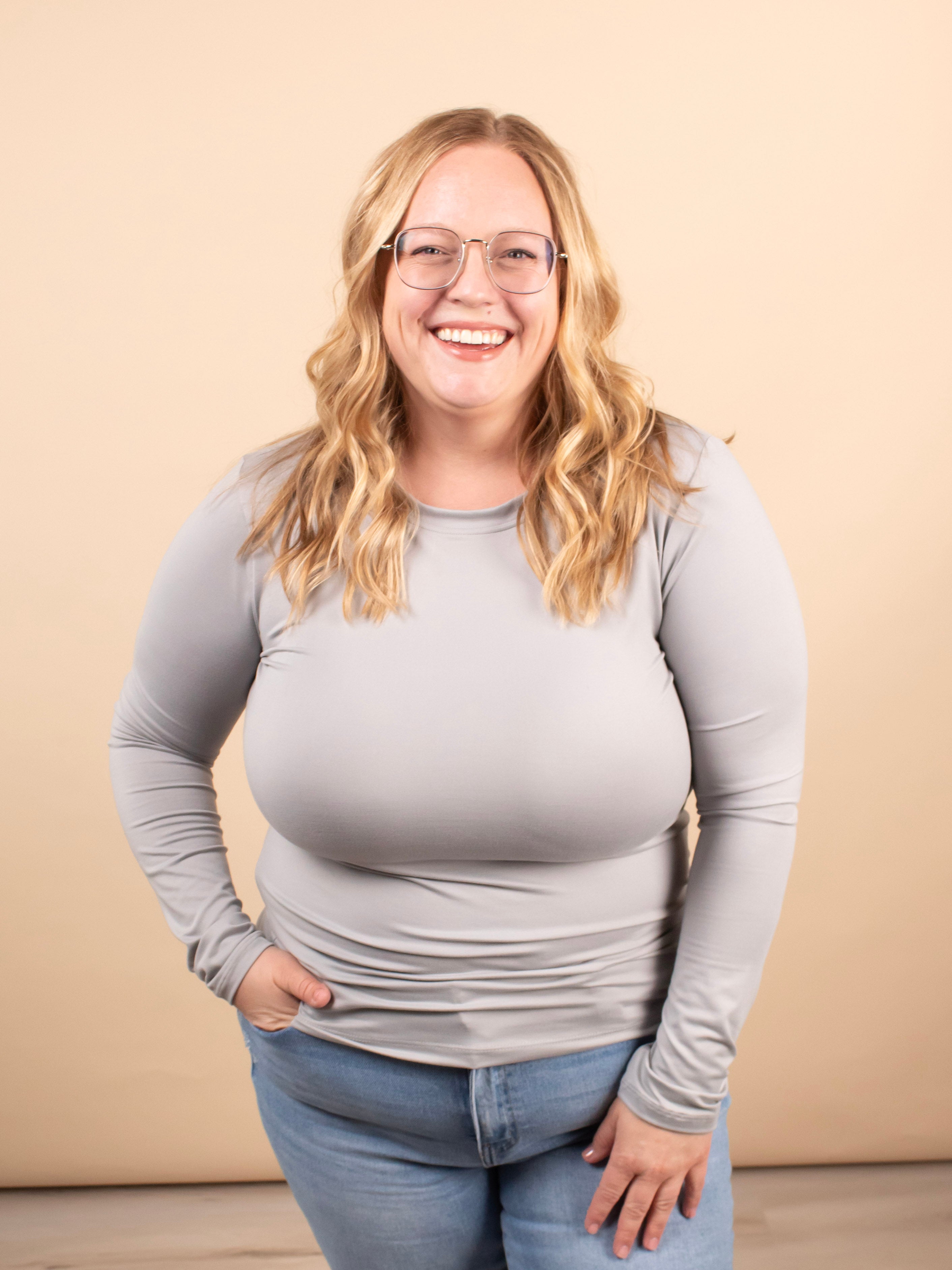 Second Skin Soft Long Sleeve Top in Grey - K & Company