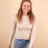 Second Skin Soft Long Sleeve Top in Sand Beige