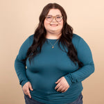 Second Skin Soft Long Sleeve Top in Teal - K & Company