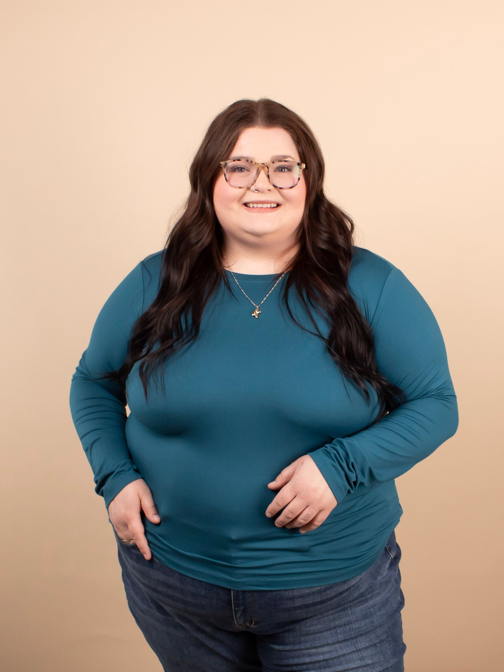 Second Skin Soft Long Sleeve Top in Teal - K & Company