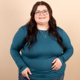 Second Skin Soft Long Sleeve Top in Teal - K & Company