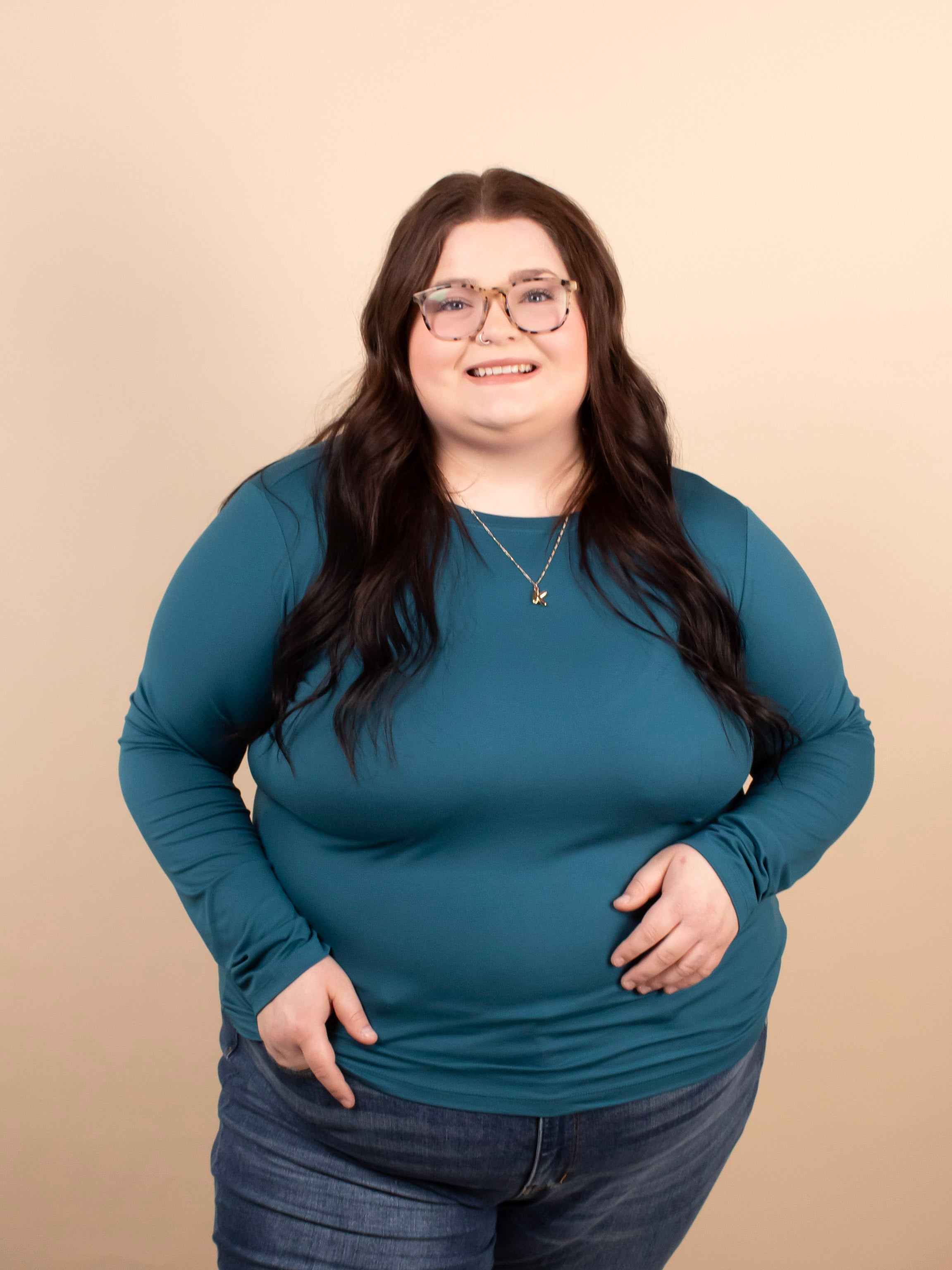 Second Skin Soft Long Sleeve Top in Teal - K & Company